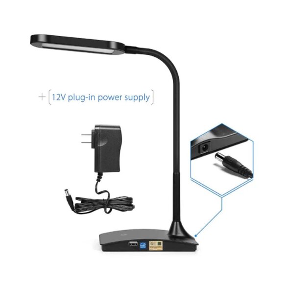 TW Lighting LED Desk Lamp with USB Charging Port Dimmable Lamps Black - New - Picture 4 of 4
